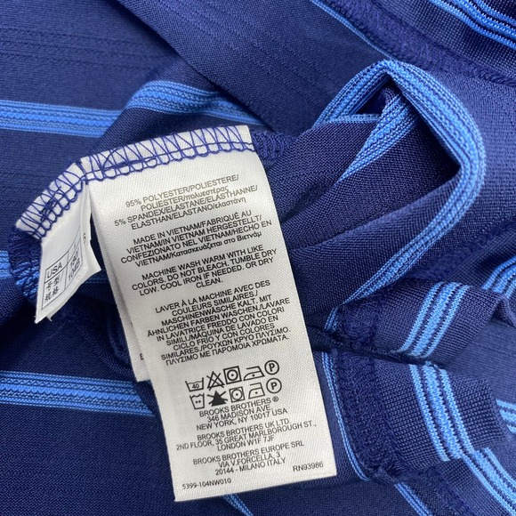 Brooks Brothers Large Navy Blue Striped Short Sleeve  Polo Shirt‎ - Picture 4 of 7